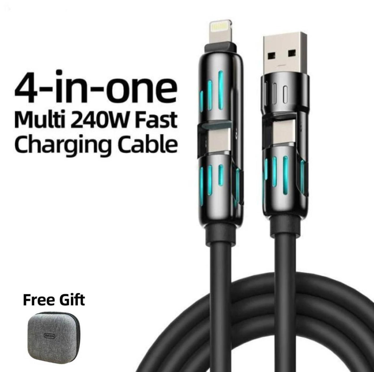 4-in-1 Multi USB Charging Cable 240W 4 ft (1.2 meters)